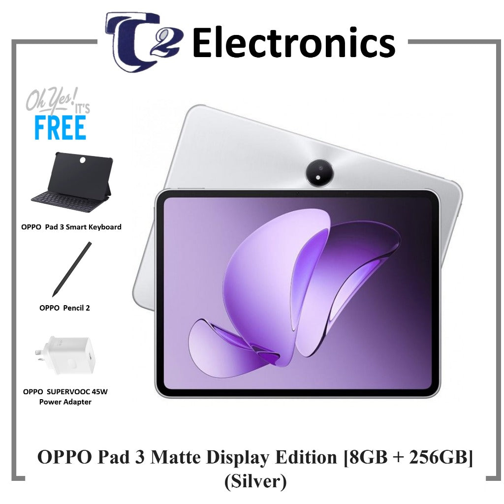 OPPO Pad 3 Matte Display Edition | 8GB RAM + 256GB ROM | FREE Oppo Pencil 2 & Pad 3 Smart Keyboard