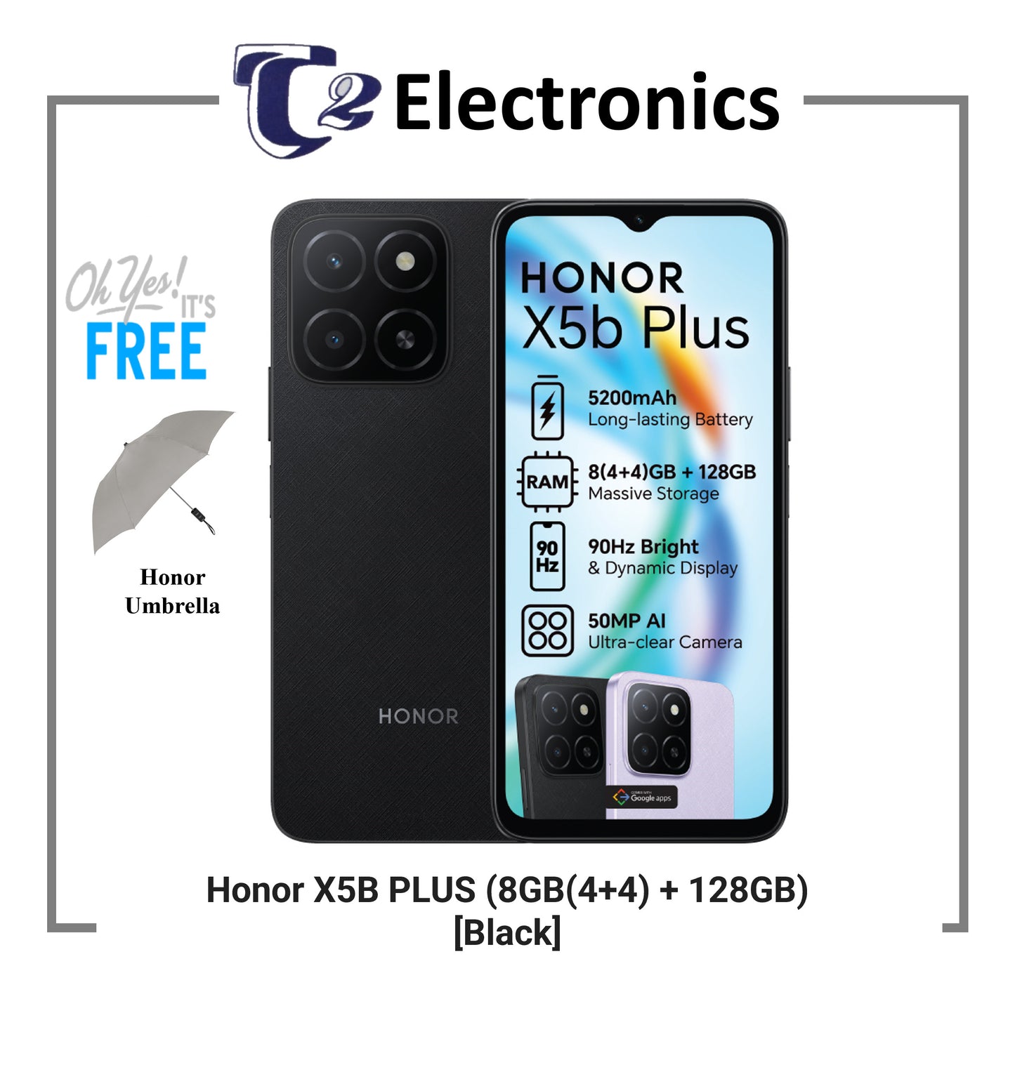 Honor X5B Plus 8(4+4)GB + 128GB SmartPhone | Free Honor Three Fold Umbrella | Local Set with 1 Year Warranty