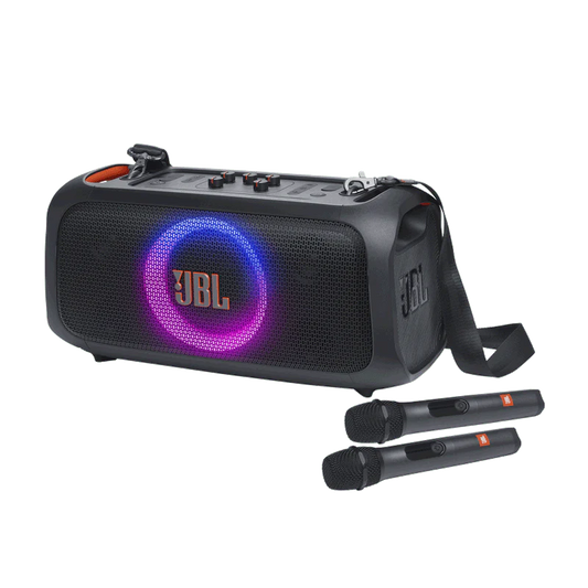 JBL PartyBox On The Go Essential Portable Bluetooth Party Speaker include Two Wireless Microphone