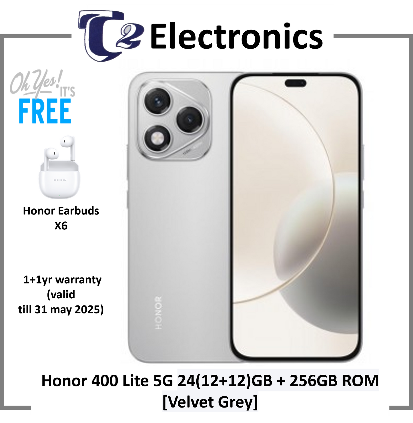 Honor 400 Lite 5G | 24(12+12)GB + 256GB ROM | 2(1+1) Year Extended Warranty by Honor