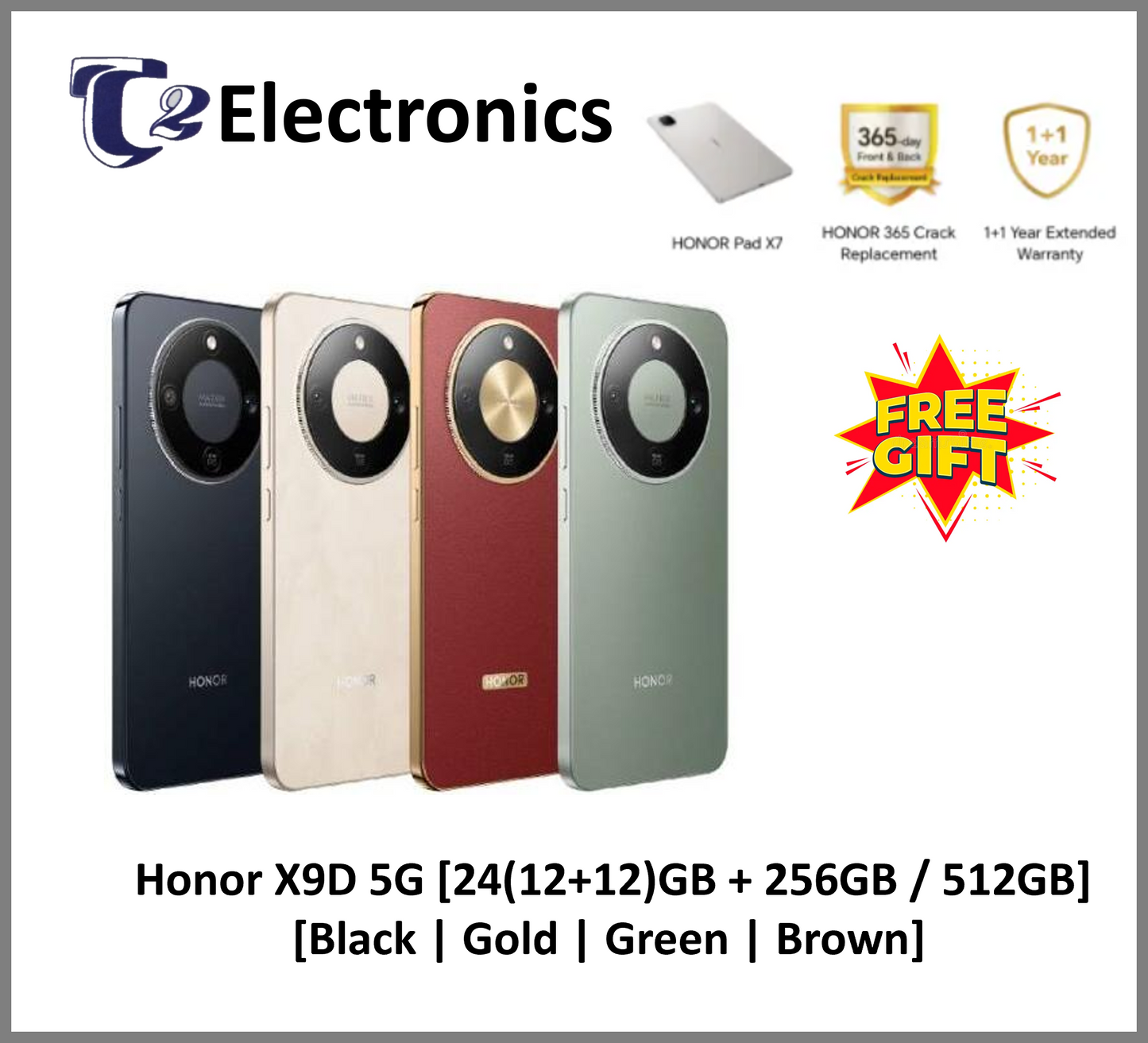 [Pre-Order] HONOR X9d 5G Smartphone 24(12+12)GB+256/512GB 108MP OIS+EIS | OLED | 8300 mAh Reverse Charge | IP69K | SGS Standard